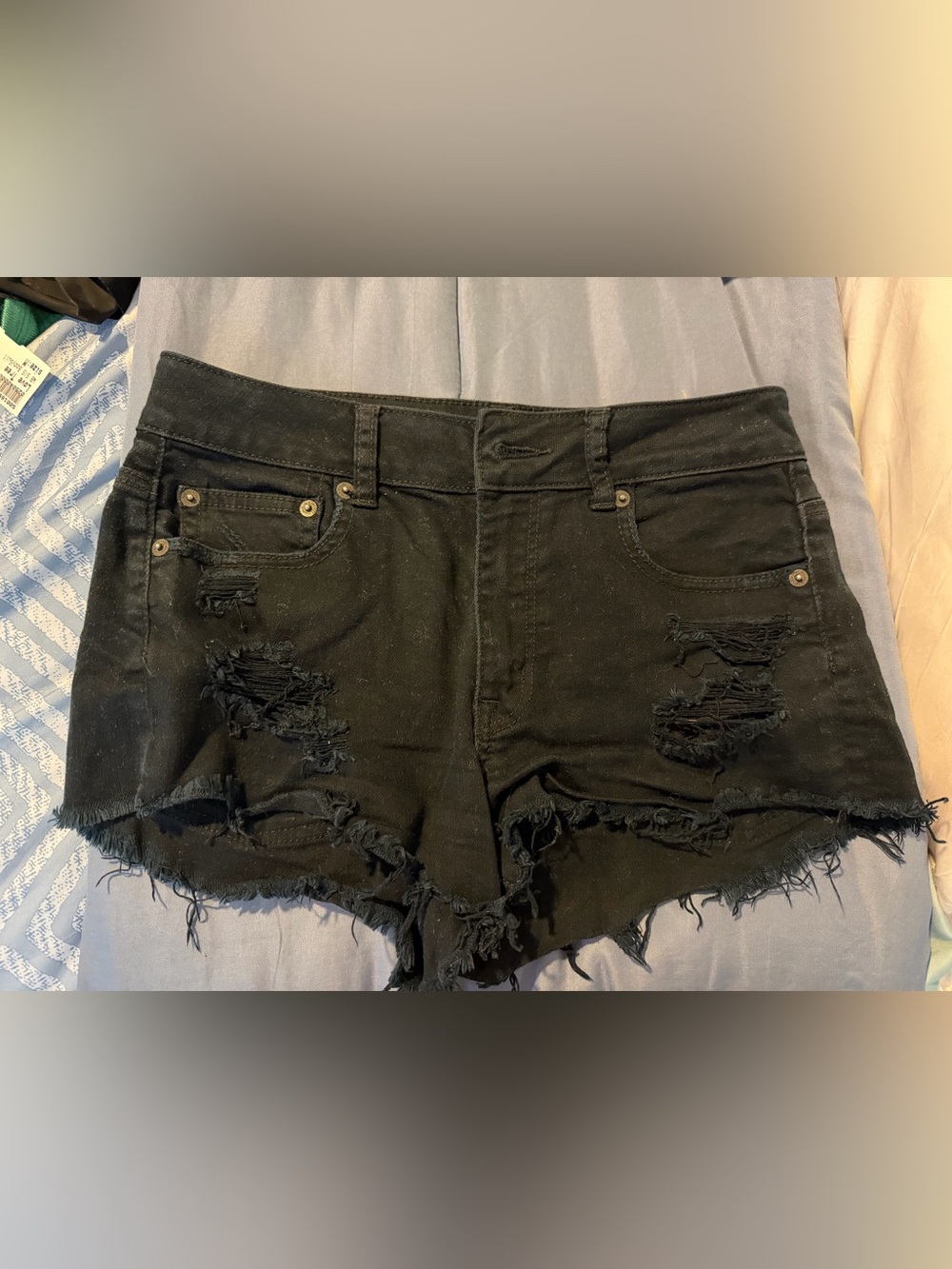 American Eagle Outfitters Black Distressed Jean Shorts